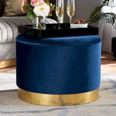 Marisa Glam and Luxe Upholstered Storage Ottoman