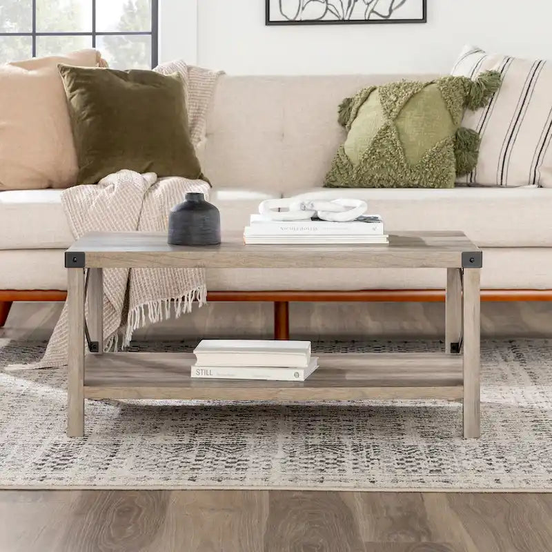 Coffee Table with Metal Accents