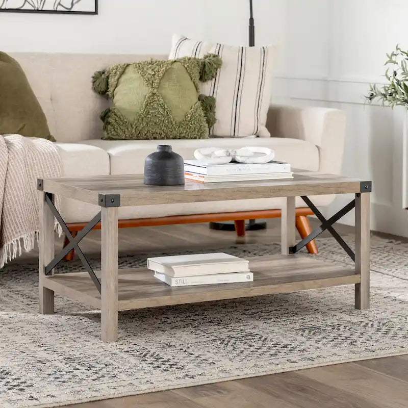 Coffee Table with Metal Accents
