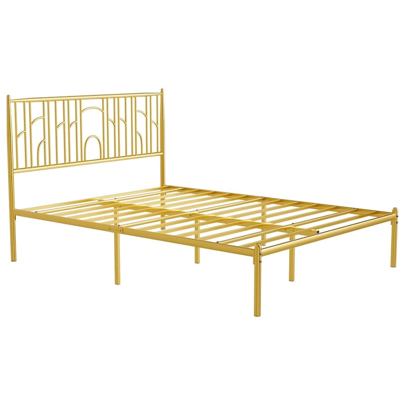 Queen Platform Bed with Decorative Finial Posts & Underbed Storage, No Box Spring Needed