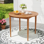 Round Outdoor Dining Table for 4 People, 36 Inch Acacia Wood