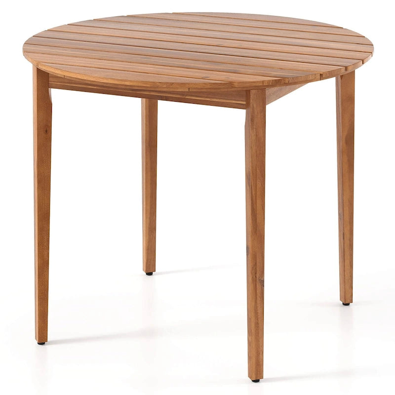 Round Outdoor Dining Table for 4 People, 36 Inch Acacia Wood