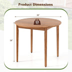 Round Outdoor Dining Table for 4 People, 36 Inch Acacia Wood