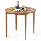 Round Outdoor Dining Table for 4 People, 36 Inch Acacia Wood