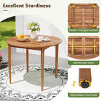 Round Outdoor Dining Table for 4 People, 36 Inch Acacia Wood