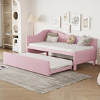 L-Shaped Upholstered Daybed with Pop Up Trundle