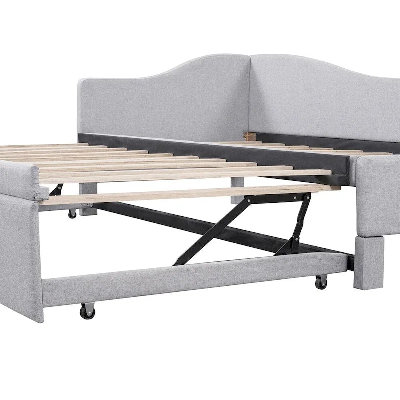 L-Shaped Upholstered Daybed with Pop Up Trundle