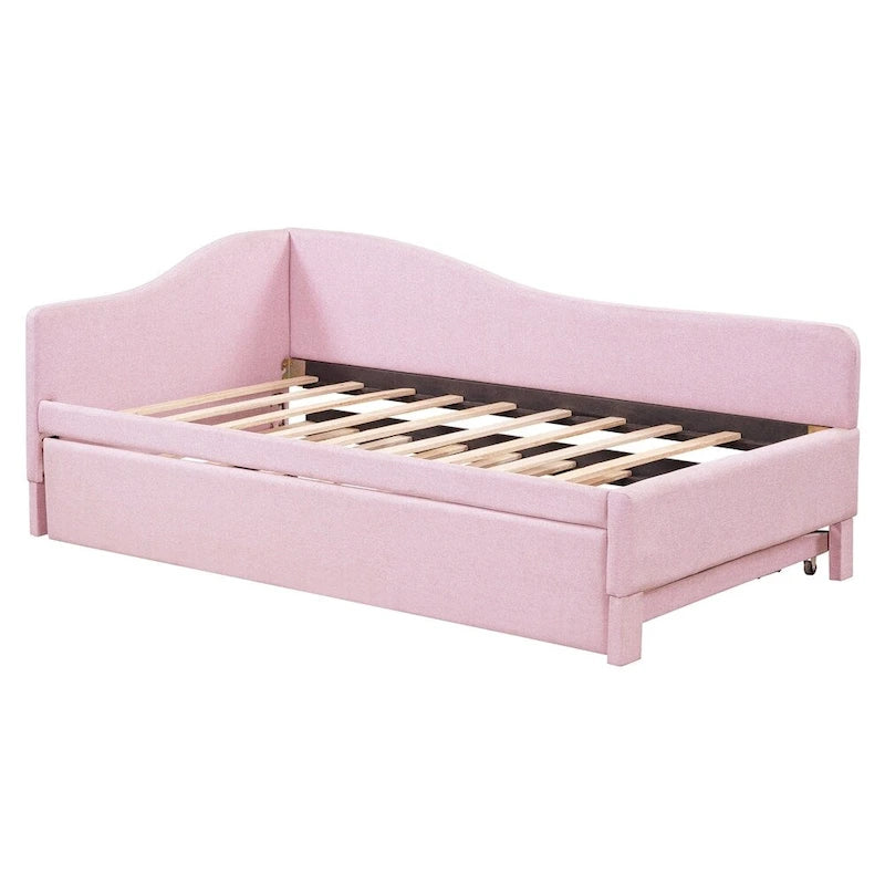L-Shaped Upholstered Daybed with Pop Up Trundle