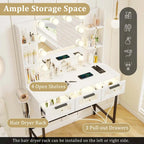 Makeup Vanity Desk with Hollywood Mirror & Lights, 3-Color Modes