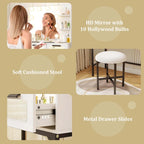Makeup Vanity Desk with Hollywood Mirror & Lights, 3-Color Modes