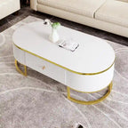 47.2" Modern Coffee Table with Gold Base and Drawers