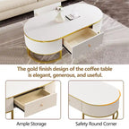 47.2" Modern Coffee Table with Gold Base and Drawers
