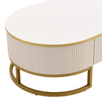 47.2" Modern Coffee Table with Gold Base and Drawers