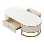 47.2" Modern Coffee Table with Gold Base and Drawers