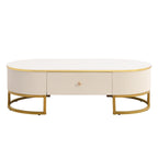 47.2" Modern Coffee Table with Gold Base and Drawers