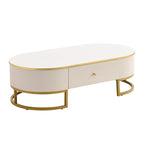47.2" Modern Coffee Table with Gold Base and Drawers