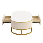 47.2" Modern Coffee Table with Gold Base and Drawers