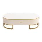 47.2" Modern Coffee Table with Gold Base and Drawers