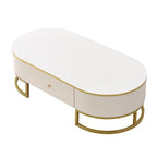47.2" Modern Coffee Table with Gold Base and Drawers