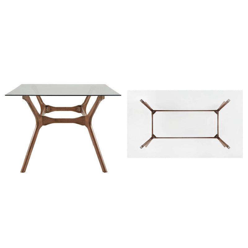 Mid-Century Walnut Finish Rectangular Dining Table