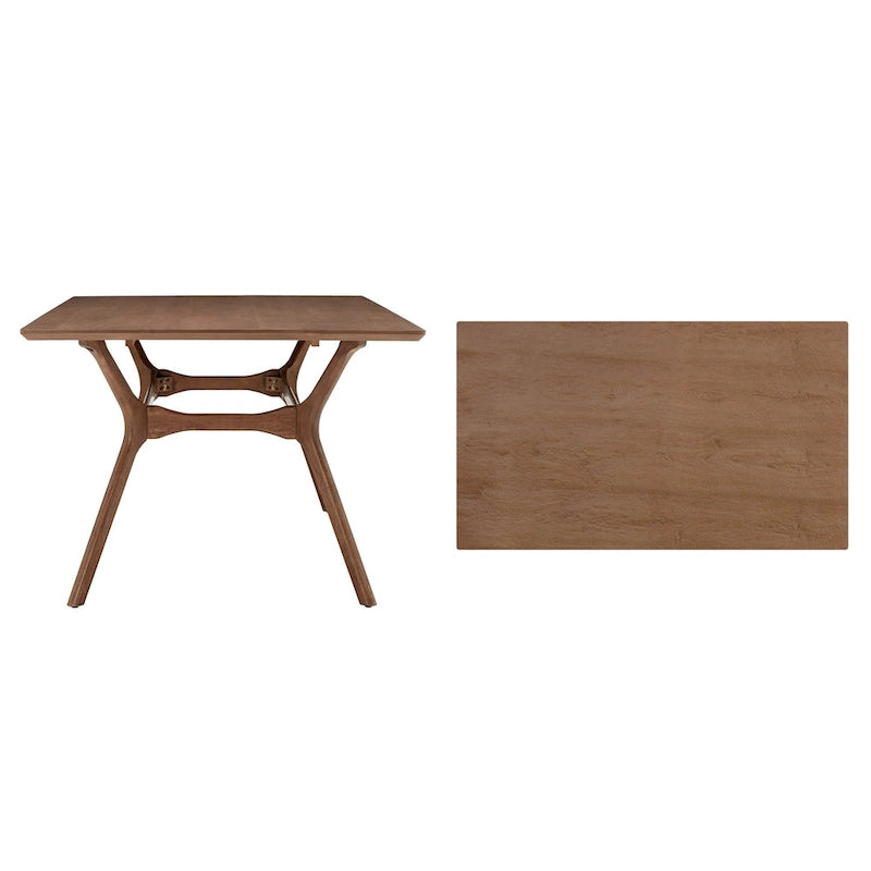 Mid-Century Walnut Finish Rectangular Dining Table