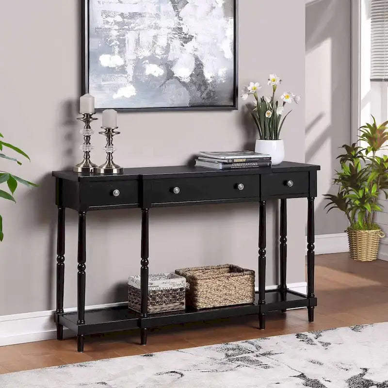 3 Drawer Console Table with Shelf