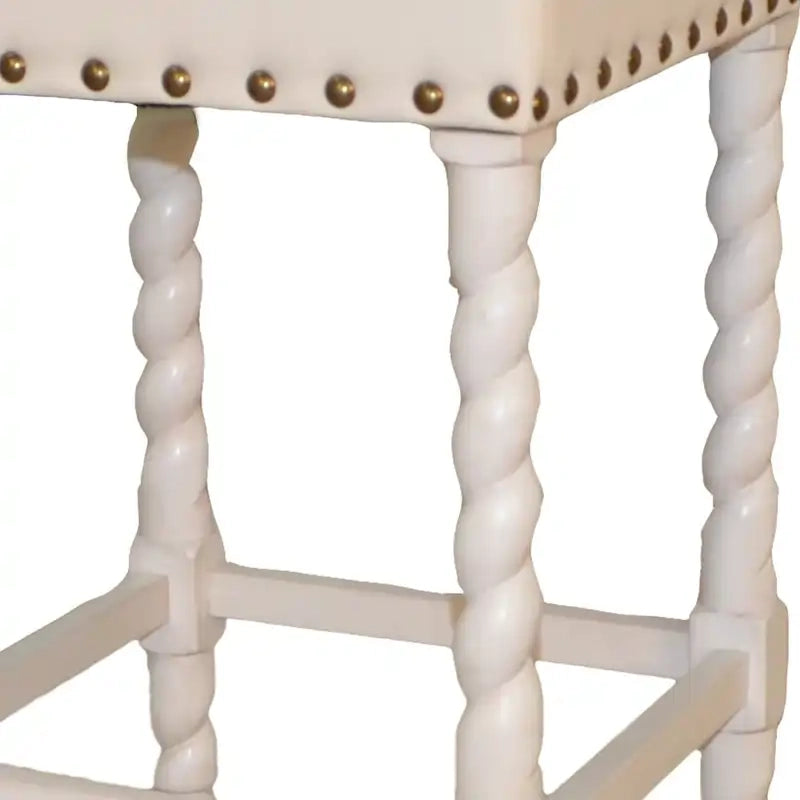 24 Cream And White Backless Counter Height Bar Chair With Footrest