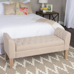 Tufted Storage Bench Settee in Sand Dune