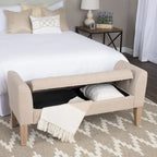 Tufted Storage Bench Settee in Sand Dune