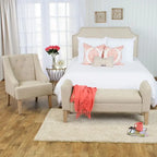 Tufted Storage Bench Settee in Sand Dune