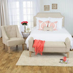 Tufted Storage Bench Settee in Sand Dune