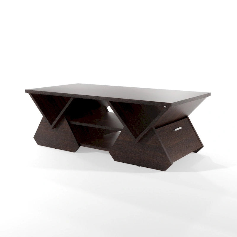 Modern Espresso 47-inch 4-Shelf Coffee Table