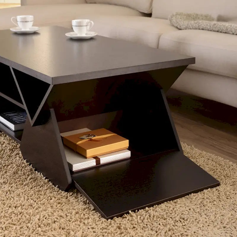 Modern Espresso 47-inch 4-Shelf Coffee Table