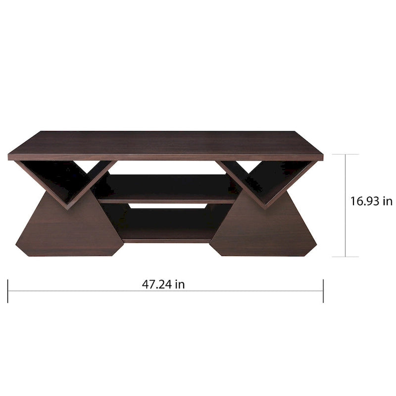 Modern Espresso 47-inch 4-Shelf Coffee Table