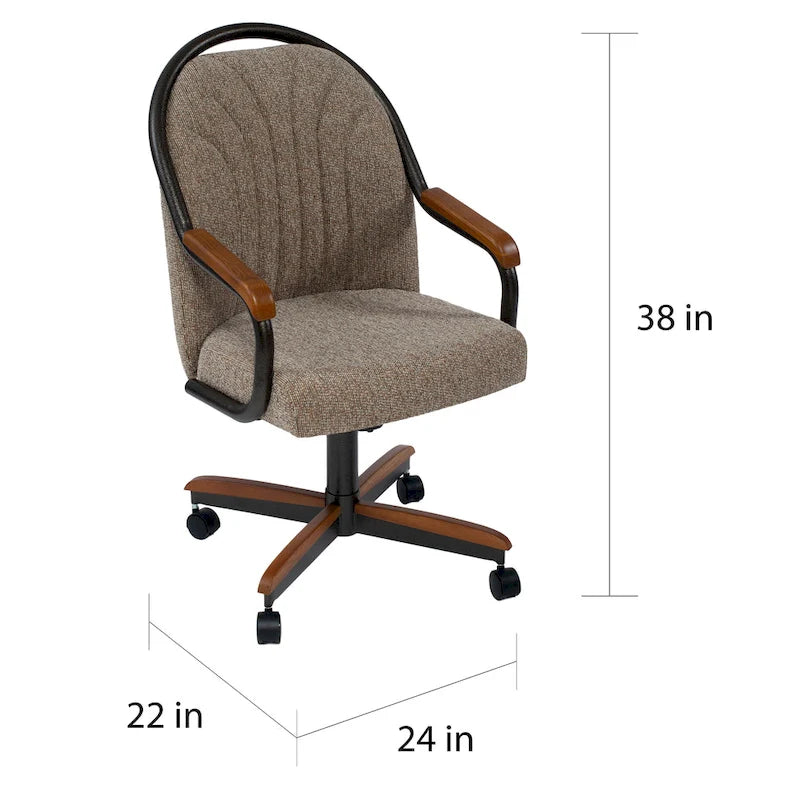 Swivel and Tilt Rolling Dining Chair - 38Hx221/2Wx22D - 38Hx24Wx22D