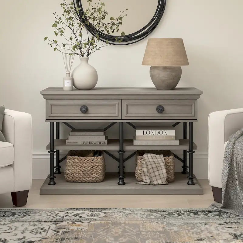 Designer Console Table with Shelves and Drawers