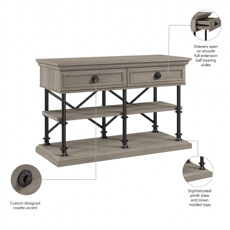 Designer Console Table with Shelves and Drawers
