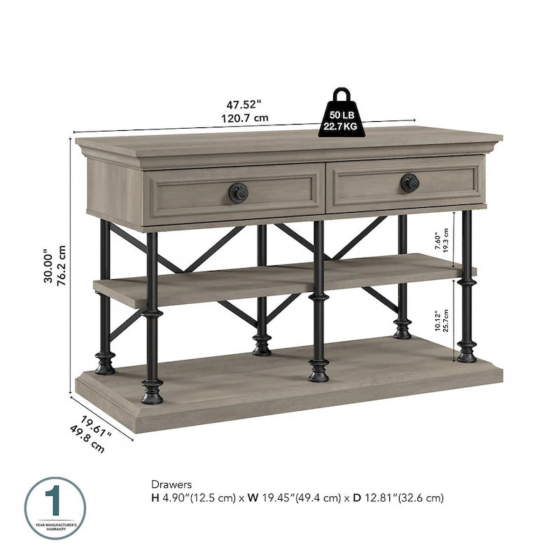Designer Console Table with Shelves and Drawers