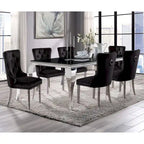 Glam 79-Inch Chrome Leg Glass Top Dining Table