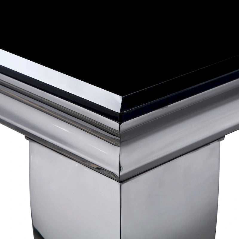 Glam 79-Inch Chrome Leg Glass Top Dining Table
