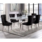 Glam 79-Inch Chrome Leg Glass Top Dining Table