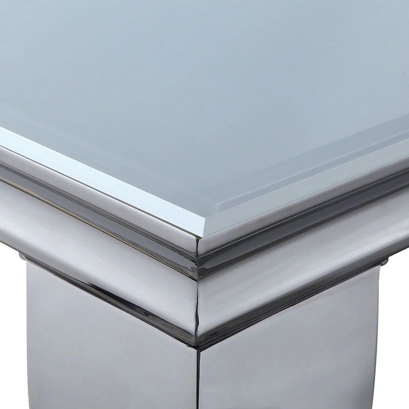 Glam 79-Inch Chrome Leg Glass Top Dining Table
