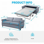 Pull Out 2 in 1 Sleeper Sofa Bed with Mattress, Convertible Upholstered Loveseat with Nailhead