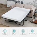 Pull Out 2 in 1 Sleeper Sofa Bed with Mattress, Convertible Upholstered Loveseat with Nailhead