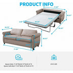 Pull Out 2 in 1 Sleeper Sofa Bed with Mattress, Convertible Upholstered Loveseat with Nailhead