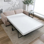 Pull Out 2 in 1 Sleeper Sofa Bed with Mattress, Convertible Upholstered Loveseat with Nailhead