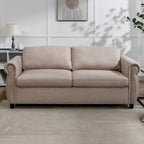 Pull Out 2 in 1 Sleeper Sofa Bed with Mattress, Convertible Upholstered Loveseat with Nailhead