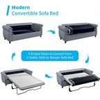 Pull Out 2 in 1 Sleeper Sofa Bed with Mattress, Convertible Upholstered Loveseat with Nailhead