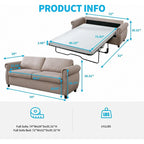Pull Out 2 in 1 Sleeper Sofa Bed with Mattress, Convertible Upholstered Loveseat with Nailhead