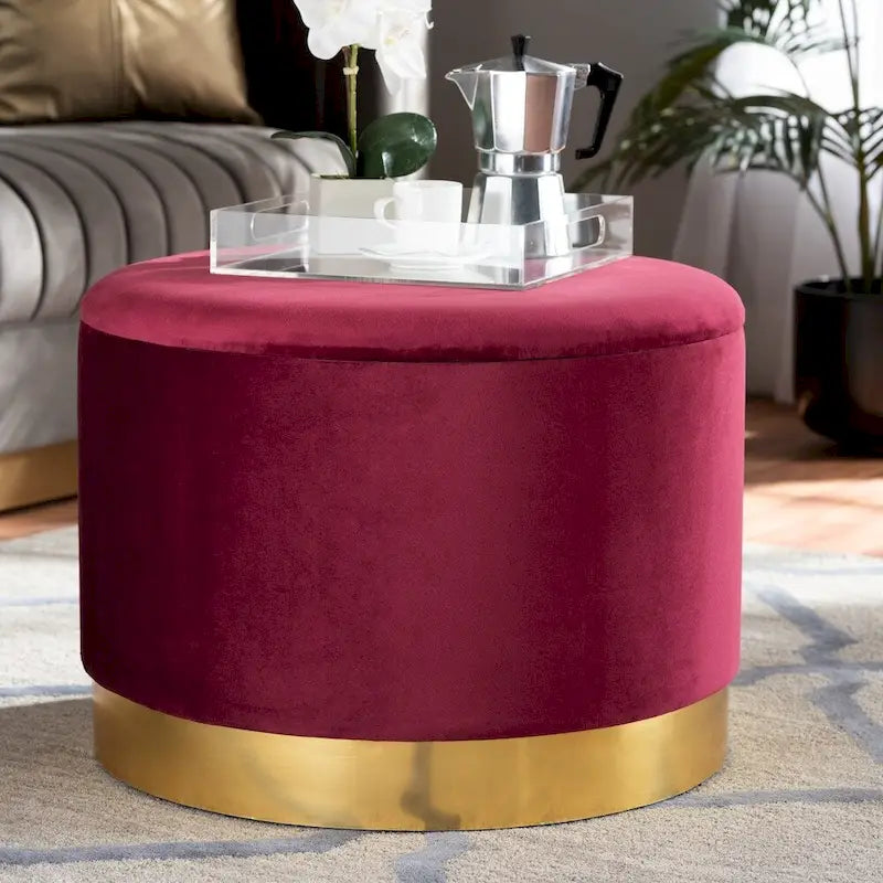 Velvet Upholstered Storage Ottoman with Lift-Up Lid